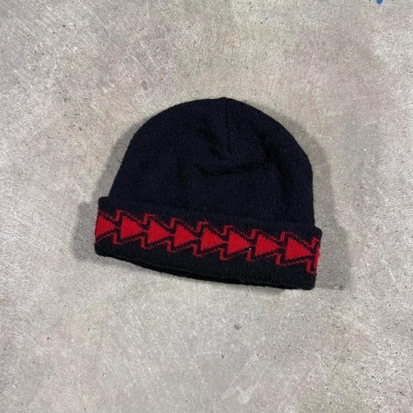 Other - Y2K wrap around black and red emo grunge skater beanie made in USA